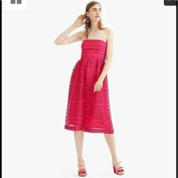 J.Crew Strapless Pink Dress In Mixed Lace - Picture 2 of 13